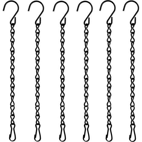 Set mit 6 robusten, schwarzen 50 cm langen Aufhängeketten zur Verwendung an Blumentöpfen, Futterhäuschen, Laternen, Werbetafeln usw. (1/5)