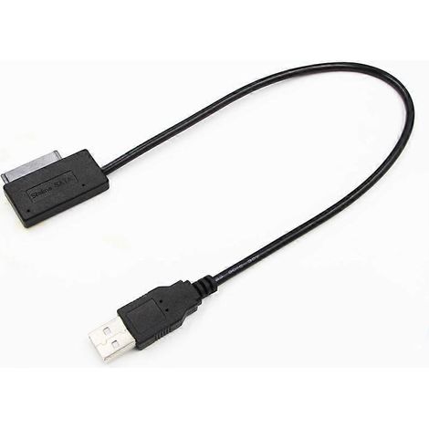 Adaptateur USB 35 cm pour PClecteur CD/DVD-ROM SATA 6+7 brochesconvertisseur SATA vers USB 2.0câble SATA 13 broches finnoir. (1/5)