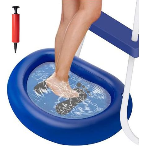 Bassin de bain gonflable pour pieds de piscine – Piscine de pieds gonflable en PVC pour nettoyer les pieds de la piscine, semelle propre, tapis de gravier, herbe coupée, bleu (1/5)