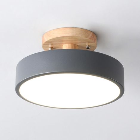 Plafonnier LED Petit,Lampe Plafond moderne à encastrer,Φ20cm Lampe LED Rond, 3 Températures de Couleur,Lampe Plafond Applicable à Salle de Bain Salon Cuisine Intérieur (Gris)