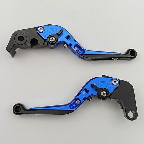Convient aux motos Aprilia TUONO1100RR/FACTORY leviers de frein, d'embrayage et de klaxon modifiés (bleu, 1 paire télescopique) (1/5)