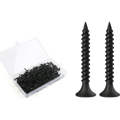 Vis Placo à Fixation Rapide M3.5 x 30 mm, 200 Pièces Vis Phosphatées Pour Plaque de Plâtre Sur Profilé en Acier Pour Cloisons Sèches, Vis Noires Tête en Trompette Pour Cloisons Sèches (1/5)