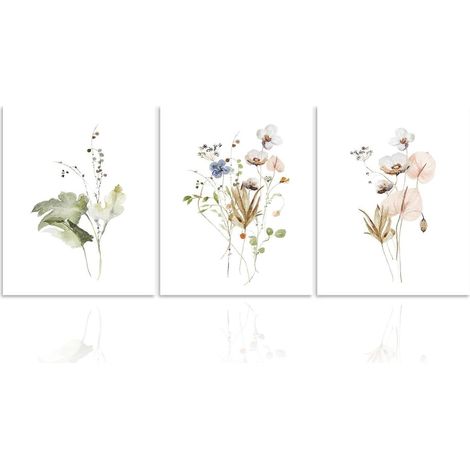 Dazzlewall Rustikale Blumen Aquarell Wandbilder Leinwand Schlafzimmer Deko (1/5)