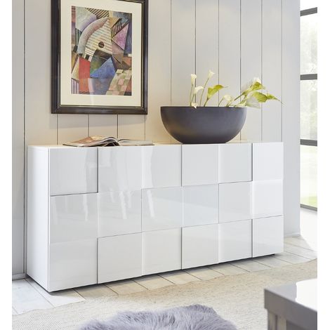 Buffet bas design laqué blanc 3 portes MADO (1/5)