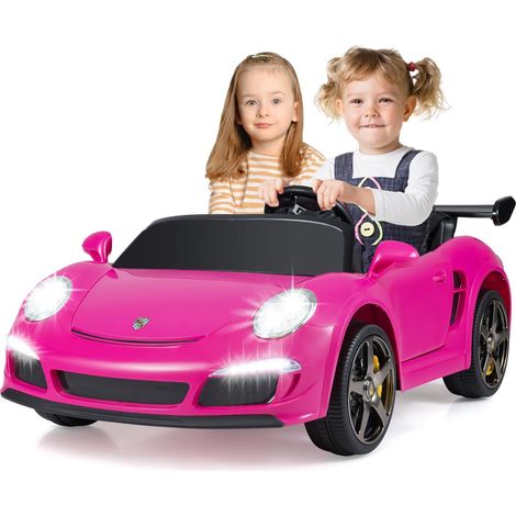 COSTWAY 24V Voiture Électrique Enfant 2 Places avec Télécommande 2,4G, Véhicule Électrique avec Lumières LED & Klaxon & Musique, 3-5 km/h, Charge 59kg pour Garçons Filles de 3-8 Ans (Rose)