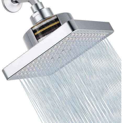 Kopfbrause Hochdruck mit Filter, 6 Zoll Regendusche, Chrom, Wassersparend (1/5)