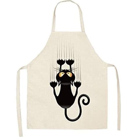 Tablier de Cuisine Chat pour Adultes et Enfants pour Barbecues Fêtes et Réunions Familiales en Coton et Lin Lavable en Machine Design Original et Amusant (1/5)