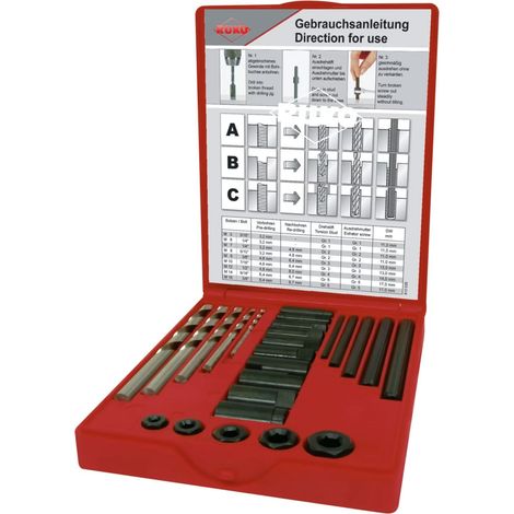 RUKO Kit estrattori filettatura in cassetta di plastica 25 pz. - 244151