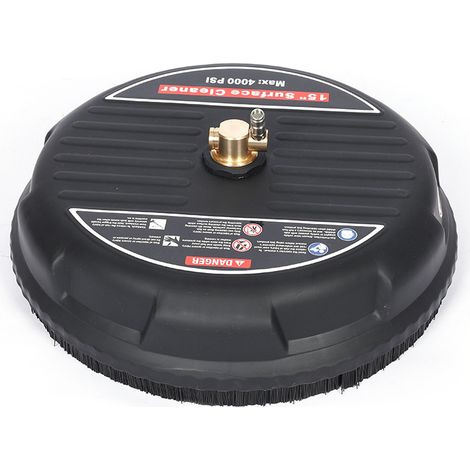 Spazzola per la pulizia di superfici per idropulitrice da 385 mm, accessorio in plastica per la pulizia di pavimenti con ruote, pressione massima 206 bar, raccordo da 0,635 cm, 2 ugelli, colore nero.
