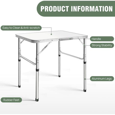Table pliante en aluminium Table de camping pliante Table de jardin pliante Table de fête 75cm