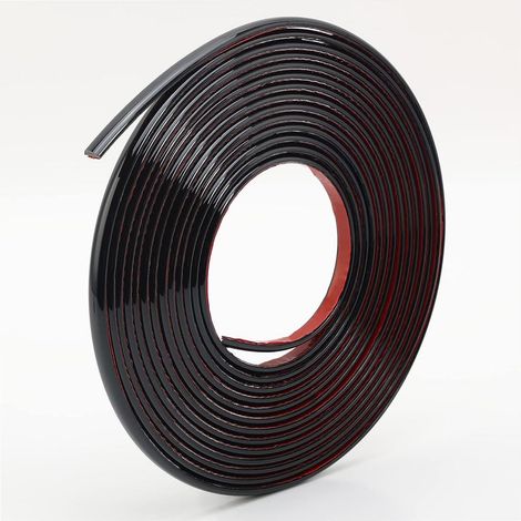 Bande autocollante 3D noire pour bordures murales - Ruban décoratif pour plafond, coin, miroir, meubles, porte, armoire, maison et voiture - 0,8 cm x 10 m (1/5)