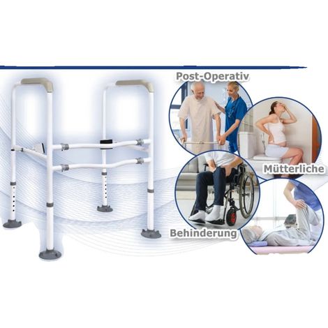Toilettenstützrahmen, verstellbare Höhe 69,5-77 cm, verstellbare Breite 54-64 cm, maximale Tragfähigkeit 150 kg, Material: Kohlenstoffstahl, (1/5)
