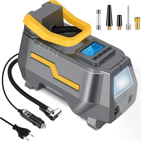 RHG 150PSI Compresseur à Air Portatif électrique, Pompe à air numérique, Mini Pompe à vélo DC 12V et AC 220V avec lumière LED et écran LCD pour Voitures, Vélos, Motos, Balles, etc (1/5)
