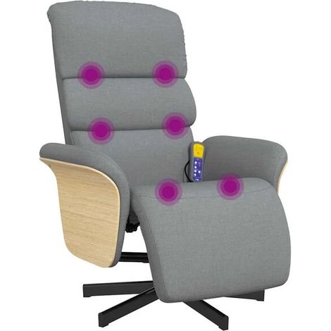 Chaise longue de massage en tissu gris clair avec repose-pieds réglable – Lit de relaxation ergonomique pour salon ou spa à domicile (1/5)