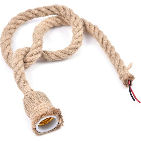 Suspension lumineuse en corde de chanvre, plafonnier industriel loft, lustre design vintage, déco maison, ampoule unique, 1 pièce (1/5)