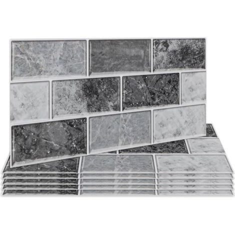 Lot de 12 autocollants pour carrelage blanc cassé (30 x 15 cm) pour salle de bain et cuisine, crédence de cuisine, carrelage mural imperméable (1/5)