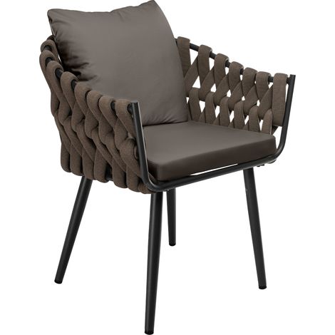 Fauteuil de jardin Naxos taupe avec coussin d assise Gris (1/5)