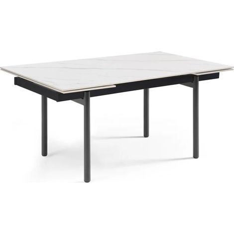 Table extensible 180/260 cm céramique blanc marbré pieds droits - NEVADA 09 (1/5)