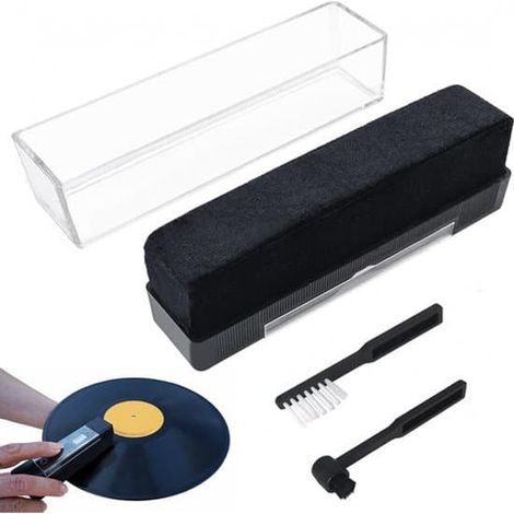Brosse de nettoyage de disques vinyle 2 en 1 de qualité supérieure, brosse pour disques + brosse pour aiguilles, antistatique, kit de nettoyage pour vinyles, disques LP, brosse douce (1/3)