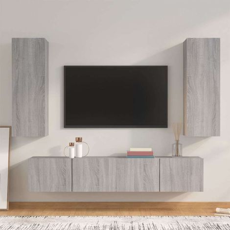 vidaXL 4 Piece TV Cabinet Set Grey Sonoma Engineered Wood (1/5)