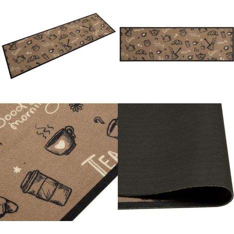 Küchenteppich Waschbar Morgen Braun 45x150 cm Samt - Küchenläufer - Samt - Laufmatte - Rutschfest - Maschinenwäsche - Home & Living (1/5)
