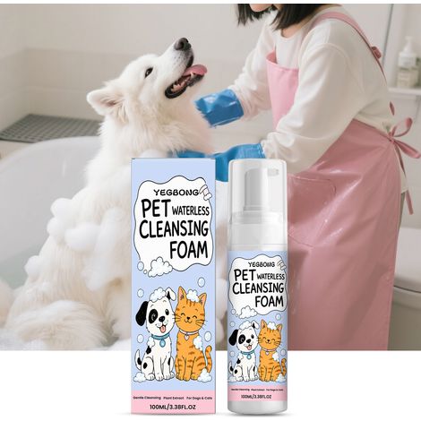 Mousse nettoyante sans rinçage, douce pour les animaux de compagnie (chats et chiens), parfumée, pour un usage quotidien sans eau – 100 ml (1/5)
