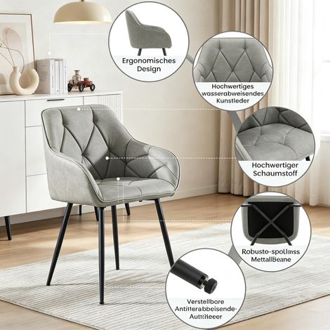 Sillas tapizadas cómodas, sillas de comedor modernas, conjunto de sillas modernas con respaldo ergonómico (solo con 2 sillas de comedor) (1/5)