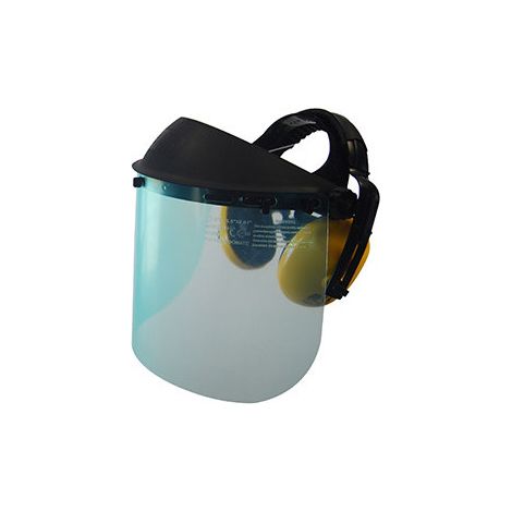 Visor de protección plástica ajustable y anti-ruido, modelo profesional. Ancho de la visera: 400 mm, H: 190 mm. Normas EN166