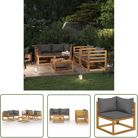 The Living Store Salon de jardin 5 pcs avec coussin Bois d'acacia solide - Salon De Jardin - Mobilier De Jardin - Meubles De Jardin - Set De Salon De Jardin - Acacia Massif (1/5)