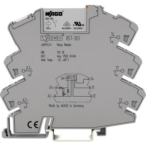 WAGO 857-303 Modulo relè Tensione nom.: 12 V/DC Corrente di commut. max.: 6 A 1 scambio 1 pz.