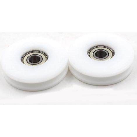 Lot de 2 poulies de guidage à roulement à billes en nylon avec rainure en U de 46 mm, 8 mm, 10 mm (1/3)