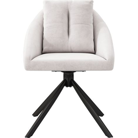 Lot de 4 chaises de salle à manger pivotantes en velours beige, assise ergonomique, piètement métal, design moderne (1/5)
