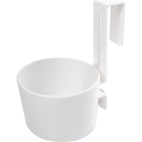 Support pour sèche-cheveux à suspendre au-dessus d'un meuble, pour salle de bain principale, meuble-lavabo, 13 x 9,5 x 6 cm - Blanc (1/5)