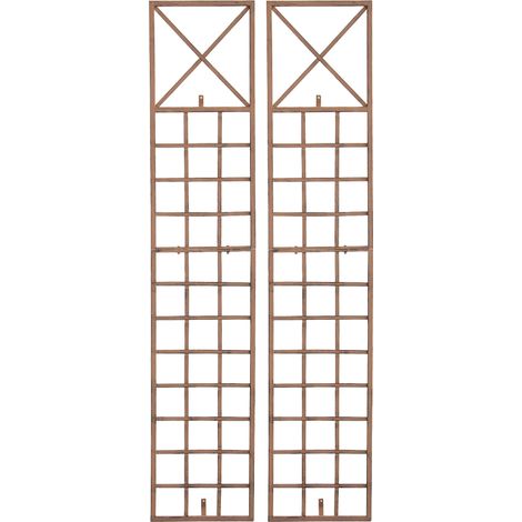 Lot de 2 treillis décoration mural jardin roses plantes grimpantes 198 x 40 cm métal marron vieilli 100008918 (1/5)