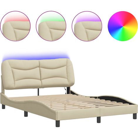 Maison Exclusive - Giroletto con LED senza Materasso Hvar Crema 120x200 cm Tessuto (1/5)