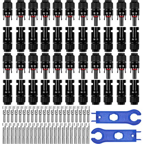 Connecteur MC4, 22 paires de connecteurs de câble MC4, connecteur solaire photovoltaïque avec clés hexagonales, connecteurs étanches pour énergie solaire avec 2 clés (1/5)