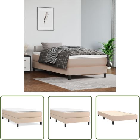 The Living Store Cadre de lit sans matelas cappuccino 90x200 cm similicuir - Cadre De Lit - Lit Double - Lit Capitonné - Similicuir - Meuble Chambre (1/5)