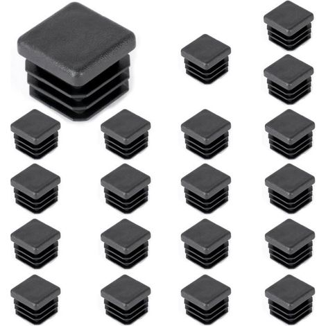 Bouchons carrés 20x20mm Lot de 20 Plastique PE noir Protection des sols et des meubles Pour chaises (1/5)