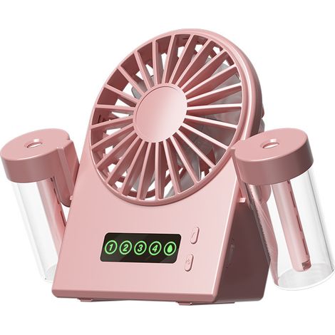 Ventilateur brumisateur avec deux humidificateurs, 36 dB(A) à 45 dB(A) (inclus), idéal pour la maison et le bureau - rose (1/3)