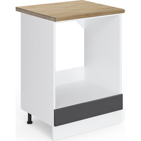 Herdumbauschrank R-Line, Anthrazit Hochglanz, 60 cm , AP Eiche, Vicco