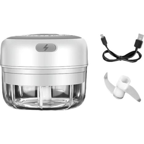 Mini presse-ail Électrique, Hachoir électrique avec port USB, Mini robot de cuisine 100 ML, Coupe-légumes électrique multifonction (1/4)