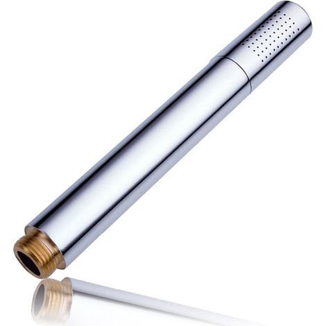Pommeau de douche à main rond en cuivre massif, buse de douche pressurisée à économie d'eau pour salle de bain - Finition chromée (argent) (1/3)