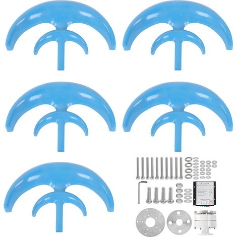 Éolienne 800W avec régulateur 12V, générateur extérieur 5 pales bleu, kit complet pour maison autonome (1/5)