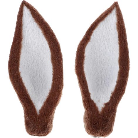 Lot de 2 oreilles de cerf artificielles décoratives à faire soi-même pour Noël, serre-tête oreilles de cerf, ornement de cheveux-12X4.6X3CM-Light Brown