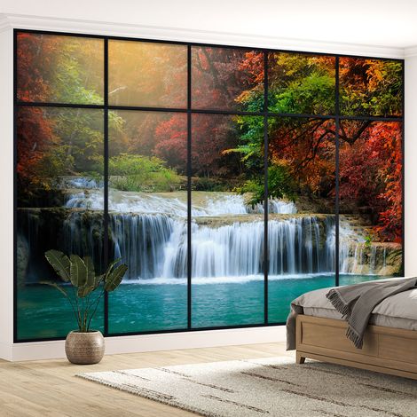 Papier peint panoramique Trompe l'oeil Verrière - Cascades - 130 cm x 82 cm (1/5)