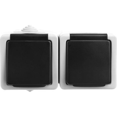 Tekno Hermetische Doppelsteckdose 2x2P+0 mit Kontaktverschluss 16A 250V grau IP54 25357