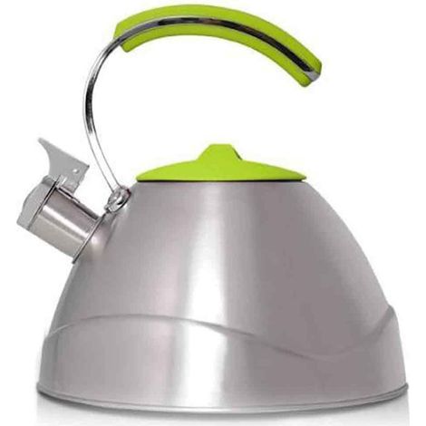 Bollitore in acciaio con fischio 3 litri manico resistente al calore per tutti i fornelli elettrico gas induzione (1/3)