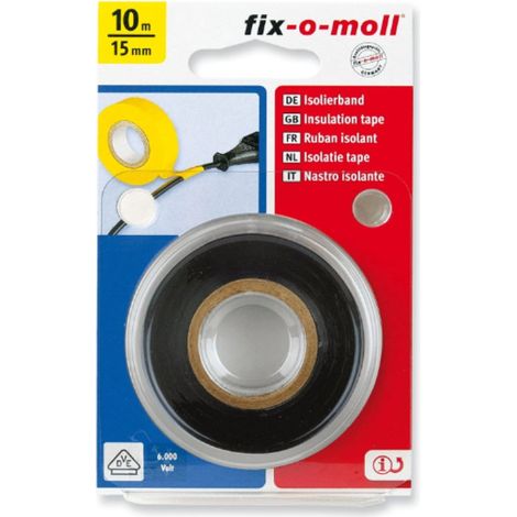 FIX-0-MOLL - 10mt x 15mm - NASTRO ADESIVO ISOLANTE PER RIPARAZIONI - COLORE NERO