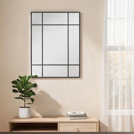 Décoration murale Miroir mural verrière noir 90 x 60 cm métal (1/5)