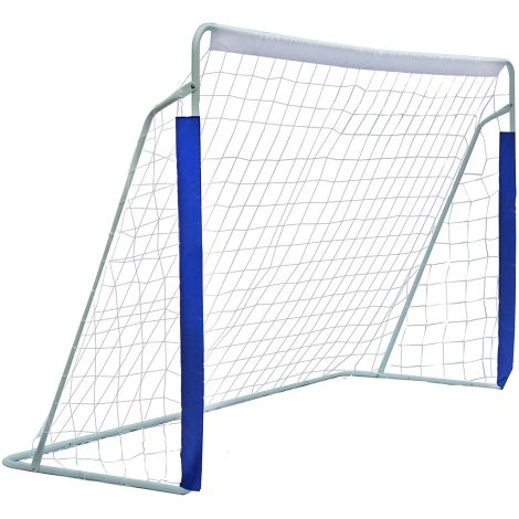 Football goal measuring 243.84cm x 152.4cm x 91.44cm, easy to assemble, complete with net and carry bag, suitable for youth/ adults/ athletes (Blue)